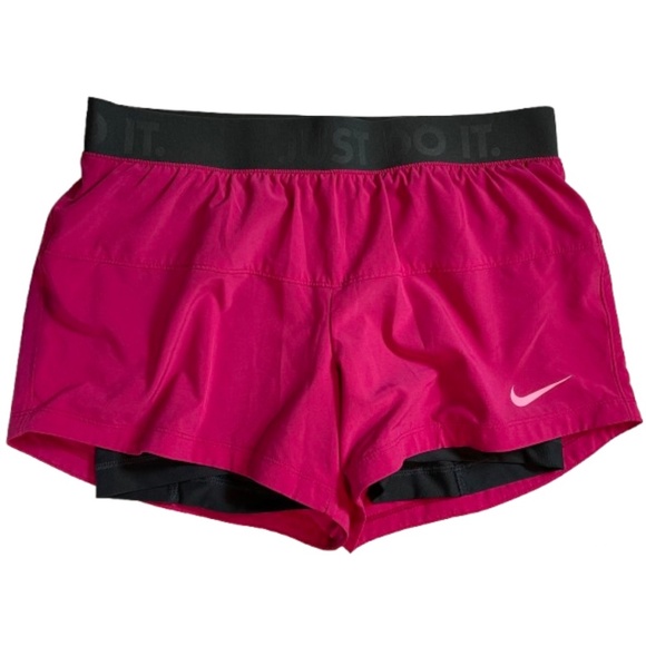 Nike Dri-FIT 2-in-1 Running Shorts - Pink/Grey - Size Small - Picture 1 of 5